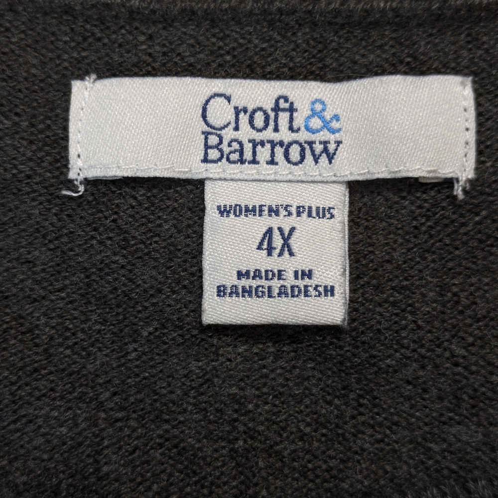 Croft & Barrow Women's Argyle Cardigan Charcoal Red Preppy Academia Classic 4X - Picture 7 of 9